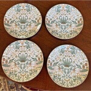 S/4 Morris & Co STRAWBERRY THIEF 6 1/2" Appetizer or Dessert Plates -- NWT